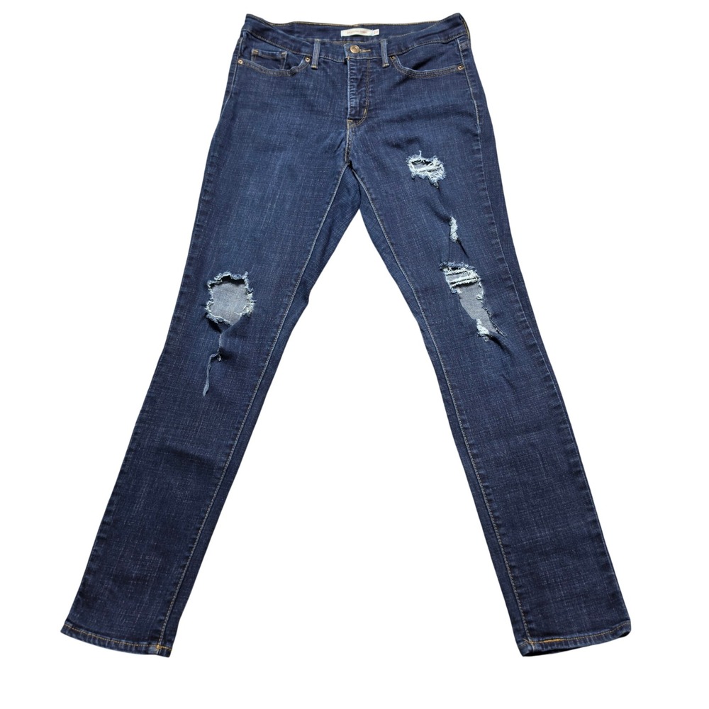 Jeans Levis 29 Womens‎ Dark Blue Excellent 311 Shaping Skinny Distressed Ripped - Picture 3 of 11